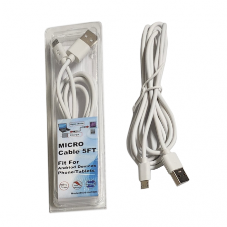 Micro USB Cable 5FT White 12/48