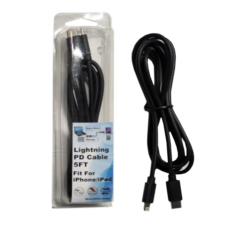 Lightning to Type C PD Cable Black 5FT 12/48