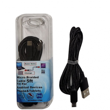 Micro USB Cable 5FT Black 12/48