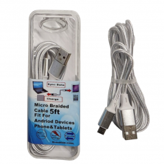 Micro USB Cable 5FT Silver 12/48
